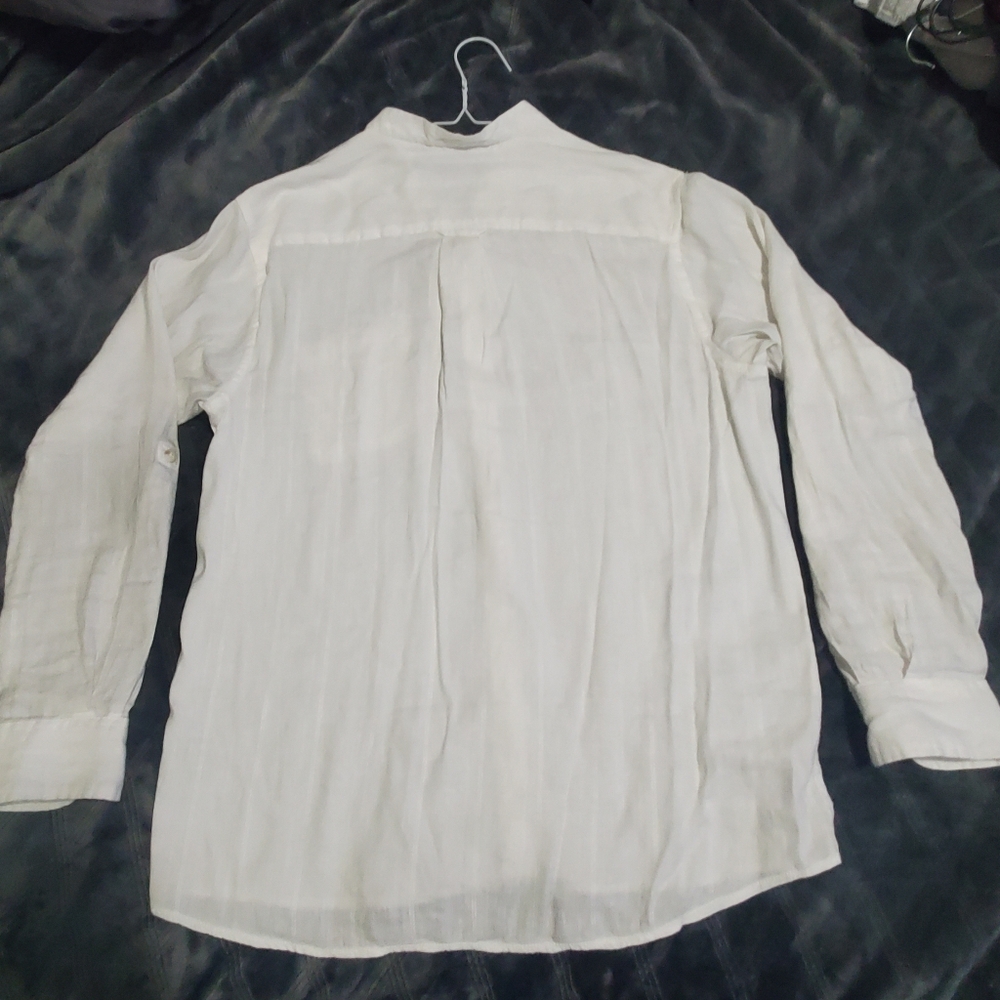 Caribbean Men's White Button-Down Linen Shirt - Picture 2 of 5